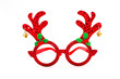 red reindeer  mask glasses isolated on white background