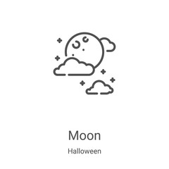 Wall Mural - moon icon vector from halloween collection. thin line moon outline icon vector illustration. linear 