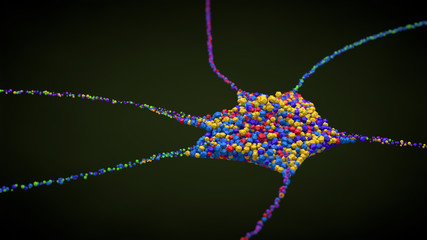 Wall Mural - Multicolored single nerve cell or neuron - 3d illustration