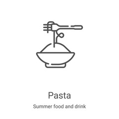 Wall Mural - pasta icon vector from summer food and drink collection. Thin line pasta outline icon vector illustration. Linear symbol for use on web and mobile apps, logo, print media