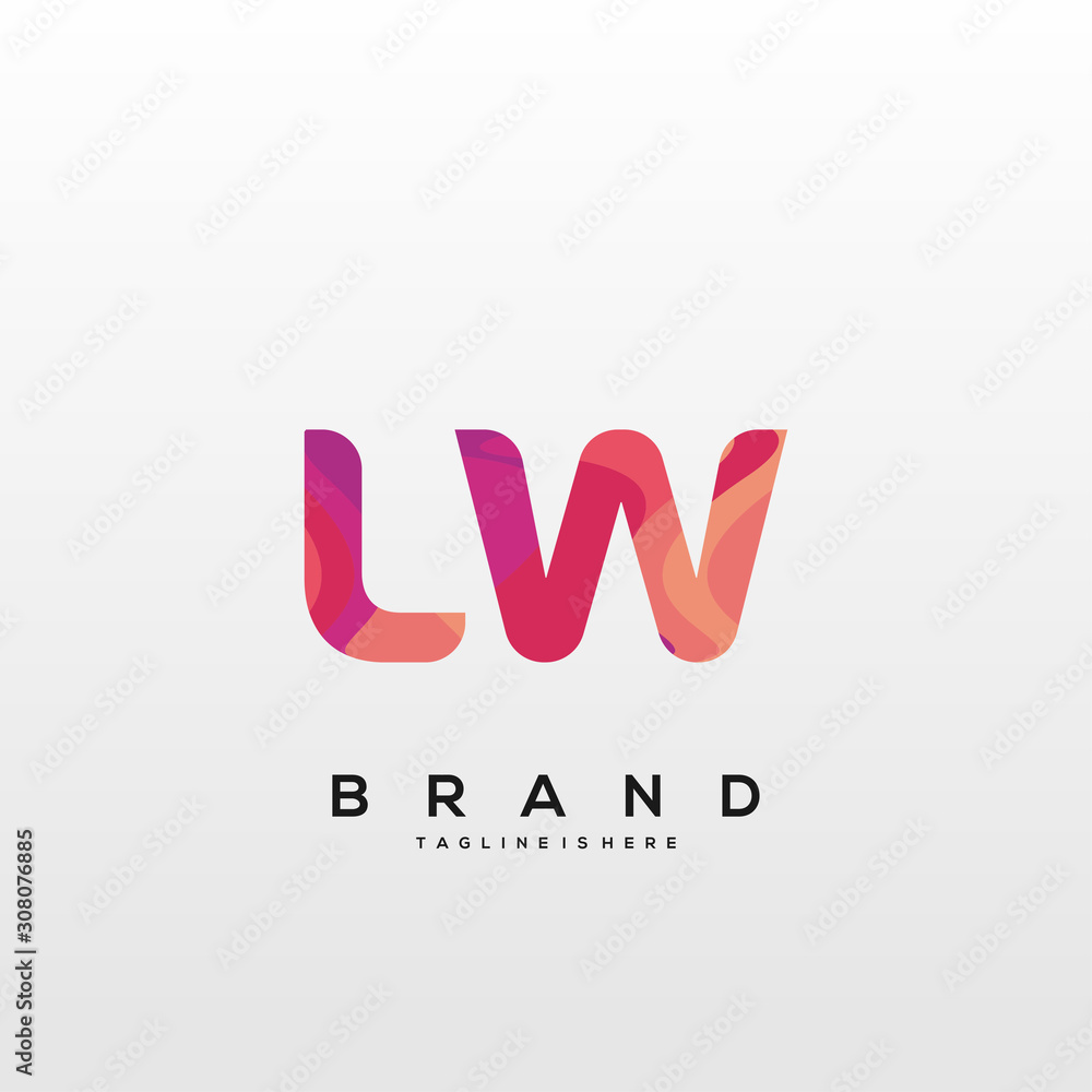 Initial Letter LW Logo With Colorful Letter Combination Logo Design Initial Letter LW Logo With Colorful Letter Combination Logo Design