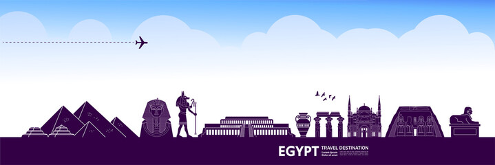 Fototapete - Egypt travel destination grand vector illustration.