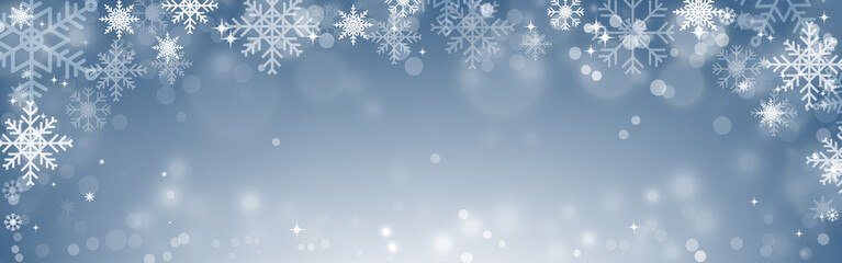 Wall Mural - Christmas decoration with bokeh blurred snowflake with snow falling