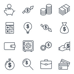 Leinwandbilder - Business and finance set icon template color editable. Money pack symbol vector sign isolated on white background icons vector illustration for graphic and web design.