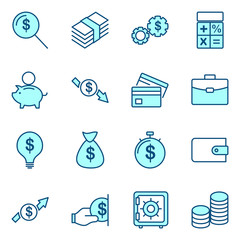 Leinwandbilder - Business and finance set icon template color editable. Money pack symbol vector sign isolated on white background icons vector illustration for graphic and web design.