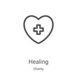 healing icon vector from charity collection. Thin line healing outline icon vector illustration. Linear symbol for use on web and mobile apps, logo, print media