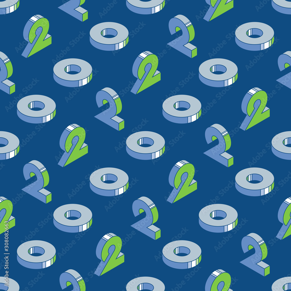 numbers '2' '0' seamless pattern in classic blue color palette and ...