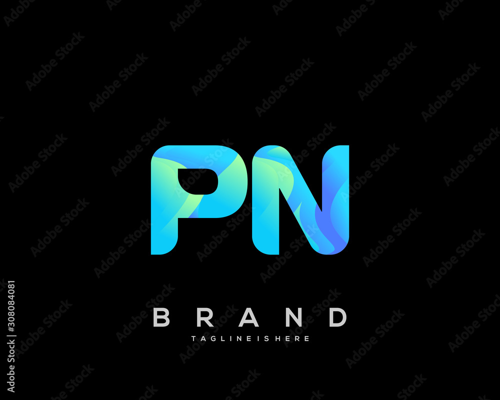 Initial letter PN logo with colorful, letter combination logo design ...