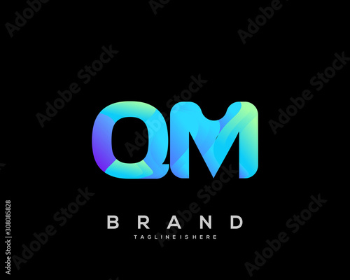 Initial Letter Qm Logo With Colorful Letter Combination Logo