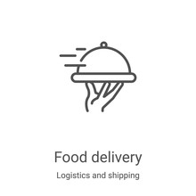 Food Delivery Icon Vector From Logistics And Shipping Collection. Thin Line Food Delivery Outline Icon Vector Illustration. Linear Symbol For Use On Web And Mobile Apps, Logo, Print Media
