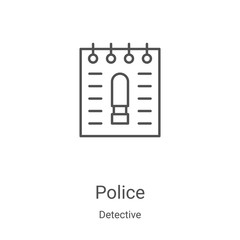 police icon vector from detective collection. Thin line police outline icon vector illustration. Linear symbol for use on web and mobile apps, logo, print media