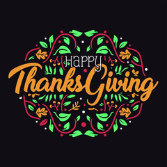 Wall Mural - Vector illustration. Happy Thanksgiving Day typography