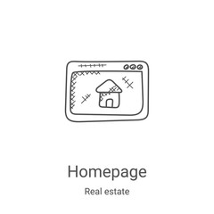 homepage icon vector from real estate collection. Thin line homepage outline icon vector illustration. Linear symbol for use on web and mobile apps, logo, print media