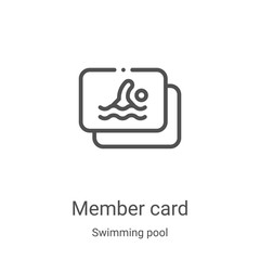 member card icon vector from swimming pool collection. Thin line member card outline icon vector illustration. Linear symbol for use on web and mobile apps, logo, print media