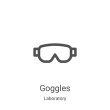 Goggles Icon Vector From Laboratory Collection. Thin Line Goggles Outline Icon Vector Illustration. Linear Symbol For Use On Web And Mobile Apps, Logo, Print Media