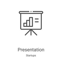 presentation icon vector from startups collection. Thin line presentation outline icon vector illustration. Linear symbol for use on web and mobile apps, logo, print media