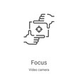 focus icon vector from video camera collection. Thin line focus outline icon vector illustration. Linear symbol for use on web and mobile apps, logo, print media