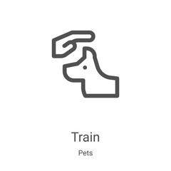 Wall Mural - train icon vector from pets collection. Thin line train outline icon vector illustration. Linear symbol for use on web and mobile apps, logo, print media