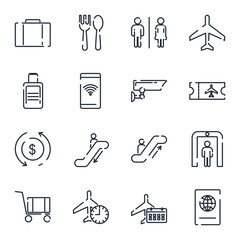Leinwandbilder - Airport set icon template color editable. Airport travel pack symbol vector sign isolated on white background icons vector illustration for graphic and web design.