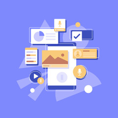 Wall Mural - the process of developing interface for smartphone,app development and web design