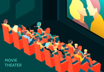 Canvas Print - Isometric Cinema Illustration