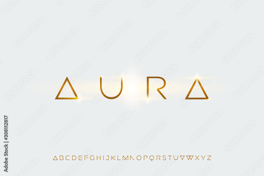 aura, a modern sans serif alphabet display font. minimalist typography design - obrazy, fototapety, plakaty 