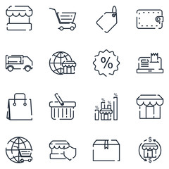 Poster - Shopping Market set icon template color editable. Shopping malls, retail pack symbol vector sign isolated on white background icons vector illustration for graphic and web design.