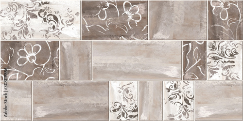 Obraz w ramie Ceramic kitchen or washroom wall tile, wallpaper & background in multi colors.	