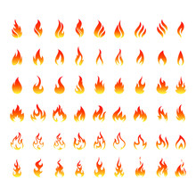 Flame Icons. Flame Logo, Fire Icon. Vector Set Of Icons For Fire.