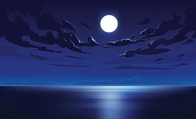 Wall Mural - vector night sky clouds. moonlight. background design