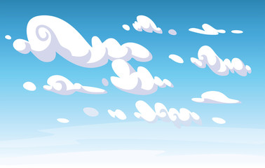 Wall Mural - vector blue sky clouds. cartoon fun style. background design