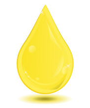 Illustration Of One Clean, Shiny Yellow Drop Of Oil Icon. This Icon Is Ideal For Illustrating Environmental Concepts In The Field Of Alternative Energy, Specializing In Bio-friendly Fuels