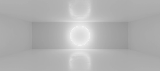 Wall Mural - abstract white background architecture glossy room with futuristic lighting 3d render illustration