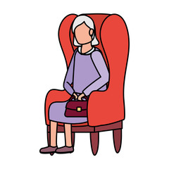 Sticker - cute grandmother seated in sofa character