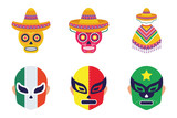 Fototapeta Panele - bundle of mexican set icons