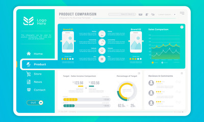 Wall Mural - personal comparison infographic on admin dashboard template