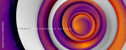 Vector 3d style abstract swirl circles, modern techno digital trendy abstract...