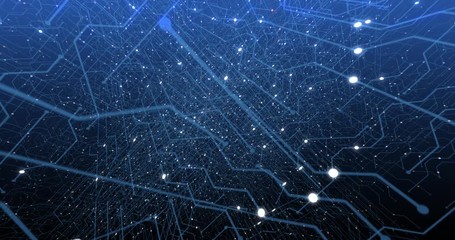Canvas Print - 4k seamless loop of print circuit technology cyber and futuristic concept. circuit board with moving