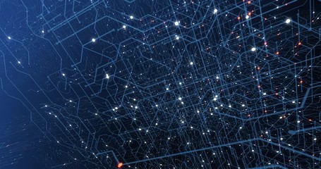 Canvas Print - 4k seamless loop of print circuit technology cyber and futuristic concept. circuit board with moving