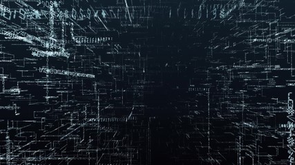 Wall Mural - the concept of digital cyberspace. particles of program code appear and disappear in the network spa