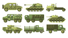 Tanks And Armoured Trucks Camouflage Vehicles Collection Side View