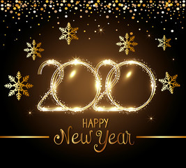 Happy new year 2020 design, Welcome celebrate greeting card happy decorative and celebration theme Vector illustration