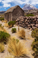 Wall Mural - Tomarapi, Bolivia. 10-25-2019. Houses  at Tomarapi village at Sajama national park.