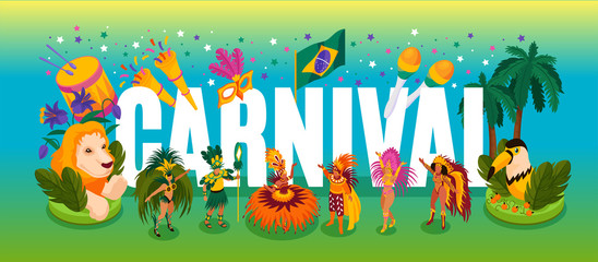 Wall Mural - Brazilian Dancing Carnival Concept