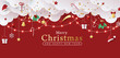 © bokmok - Winter christmas banner background composition in paper cut style.Celebration quotation for card.Vector illustration.