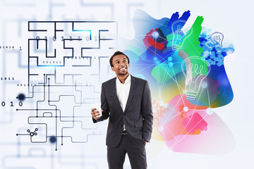 Wall Mural - cheerful young man, creativity and analysis