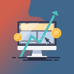 Wall Mural - search engine marketing, ppc management, paid advertising concept. vector illustration for web, blog