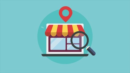 Wall Mural - Ecommerce seo, small business seo, local business listing conceptual 2d animation, video clip.