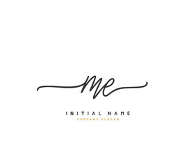 Wall Mural - M E ME Beauty vector initial logo, handwriting logo of initial signature, wedding, fashion, jewerly, boutique, floral and botanical with creative template for any company or business.