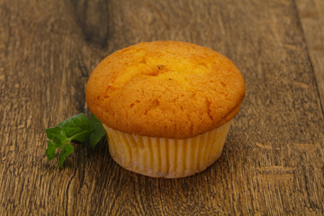 Sweet tasty muffin served mint